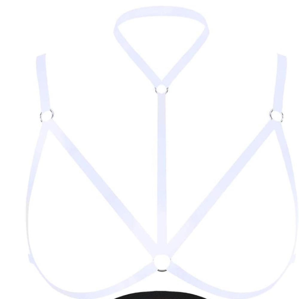 Bandage White body bra harness festival rave party bondage fetish bridal wedding - Picture 4 of 4
